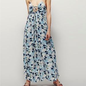 FREE PEOPLE BLUE MULBERRY KEYHOLE MAXI DRESS SZ S